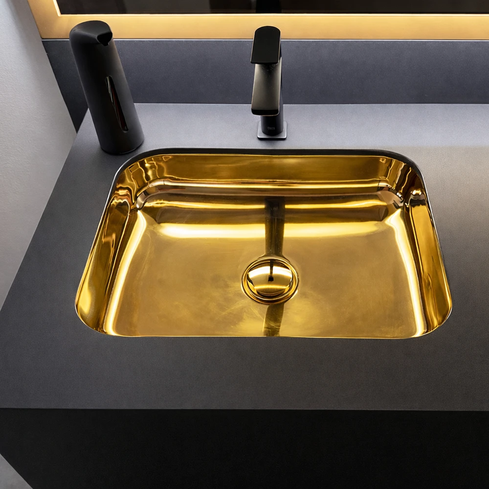 Lavabo a medida en color oro